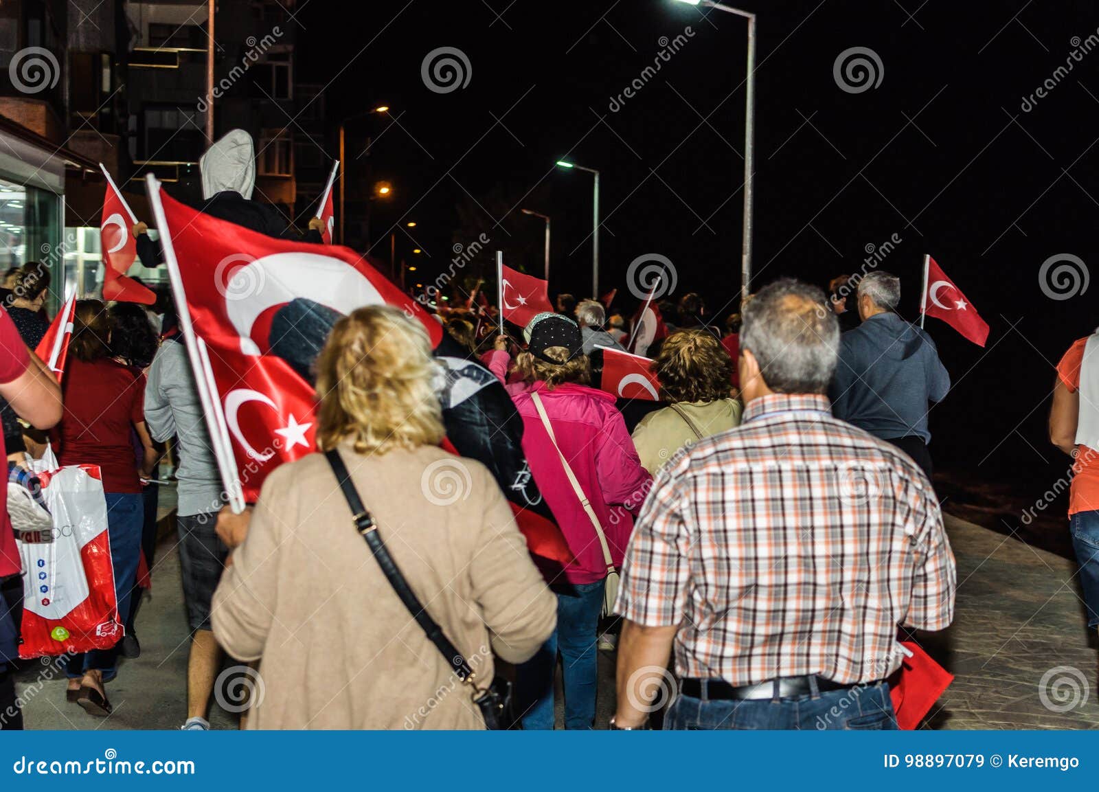 30th August Turkish Victory Day Parade at Night Editorial Stock Image