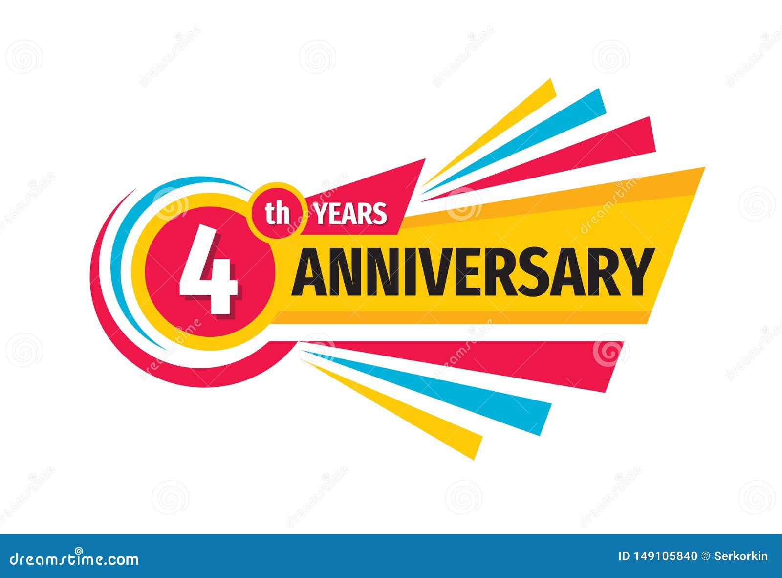 4 Th Birthday Banner Logo Design Four Years Anniversary Badge
