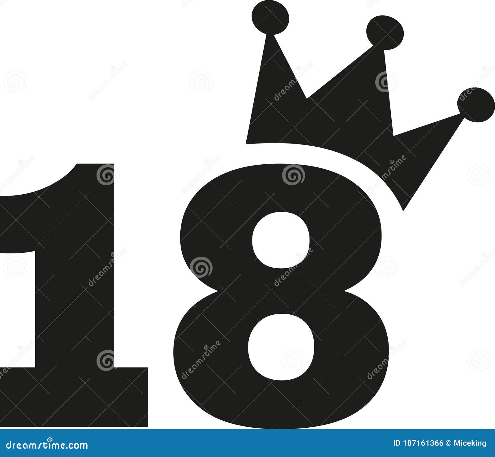 18th Birthday number crown stock vector. Illustration of icon - 107161366