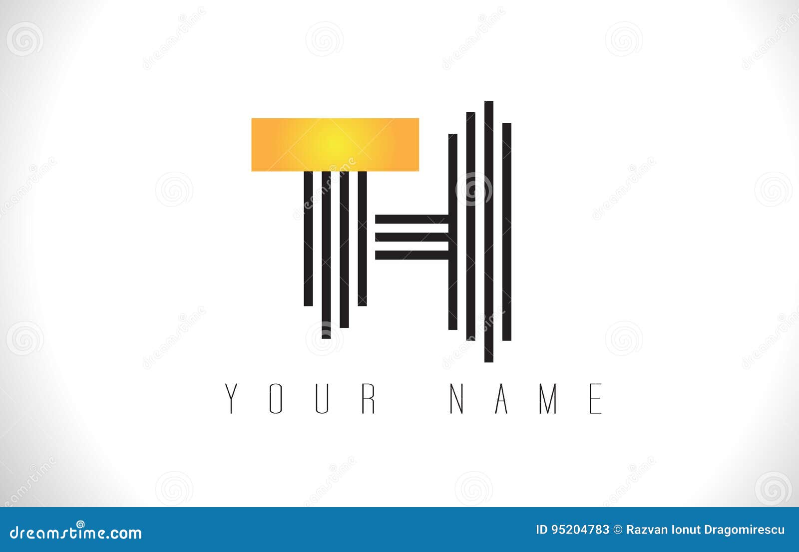TH Black Lines Letter Logo. Creative Line Letters Vector Templat Stock