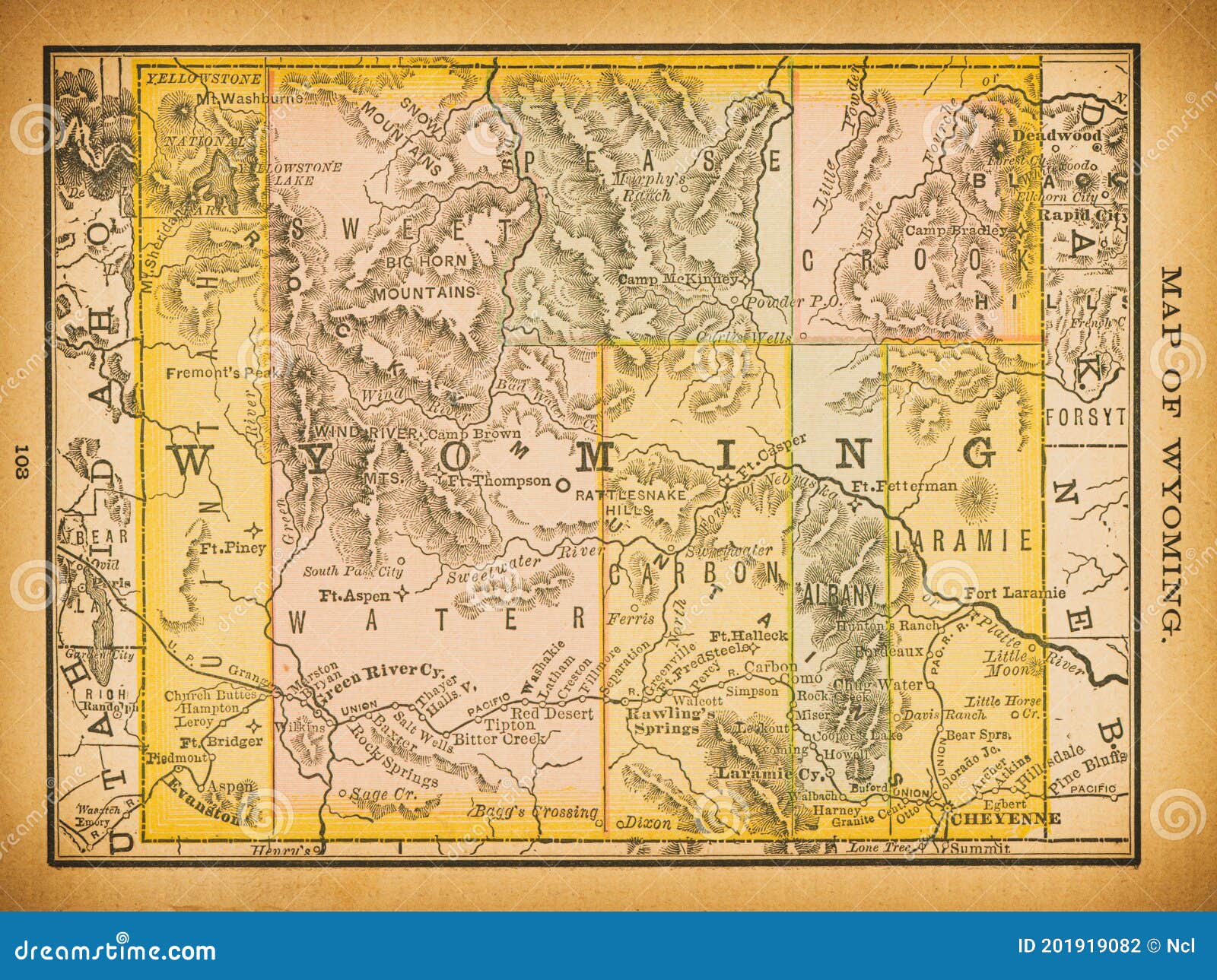 19th century map of wyoming