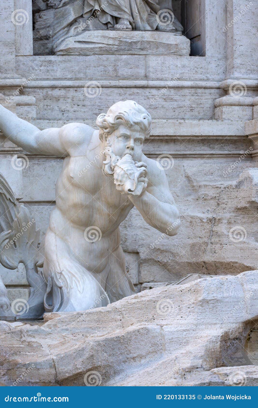 18th century trevi fountain, character of triton, rome, italy