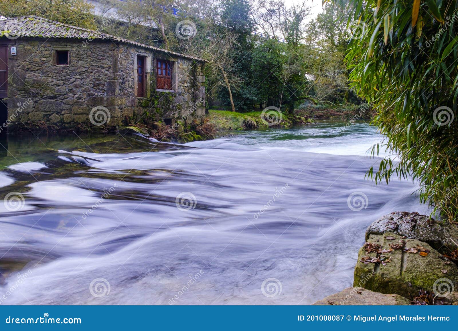 19th century water mill in o rosal, galicia spain