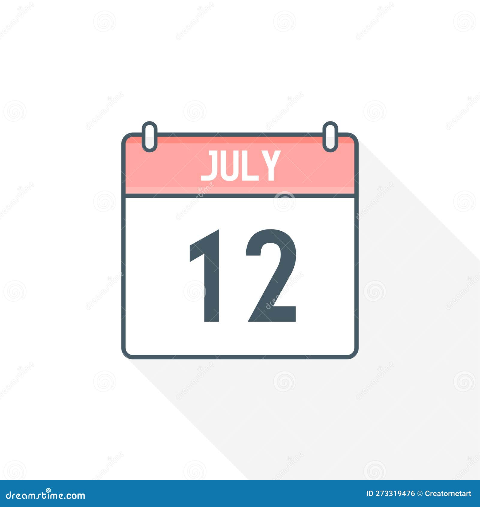 12th July Calendar Icon. July 12 Calendar Date Month Icon Vector ...