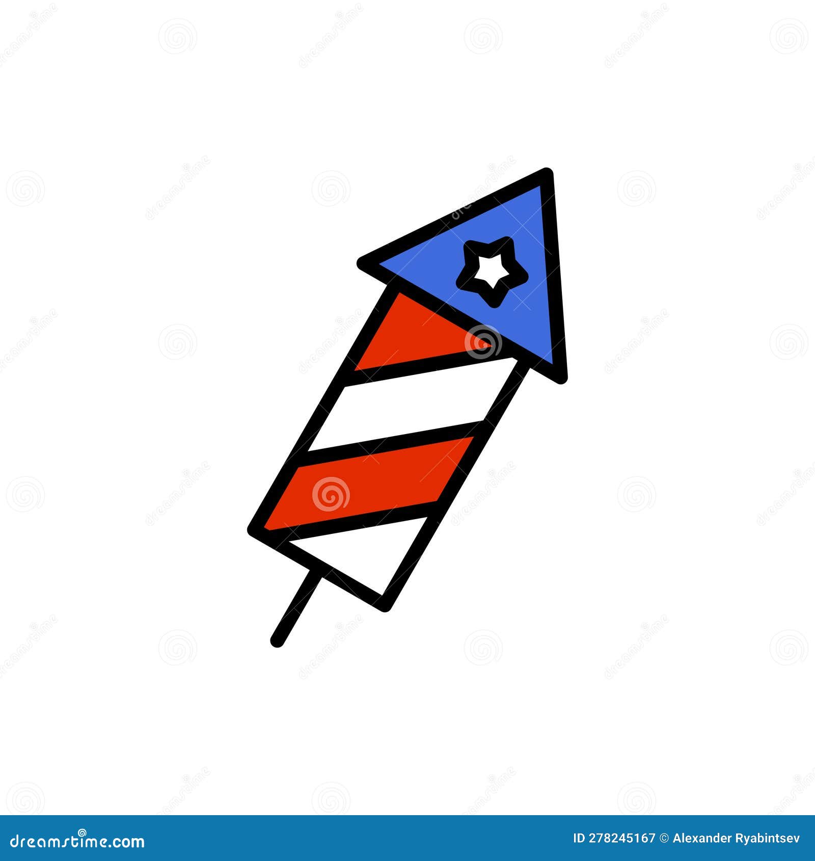 4th of July Firecracker Colourful Vector Illustration. Independence Day Element. Stock Vector 