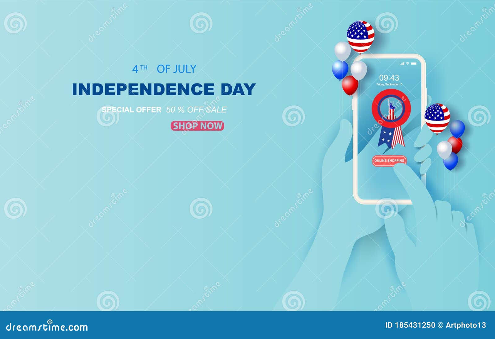 4th of July Greeting Card with Paper Art and Cut Background. Mobile or  Smartphone for United States National Flag in Map and Stock Vector -  Illustration of online, sale: 185431250