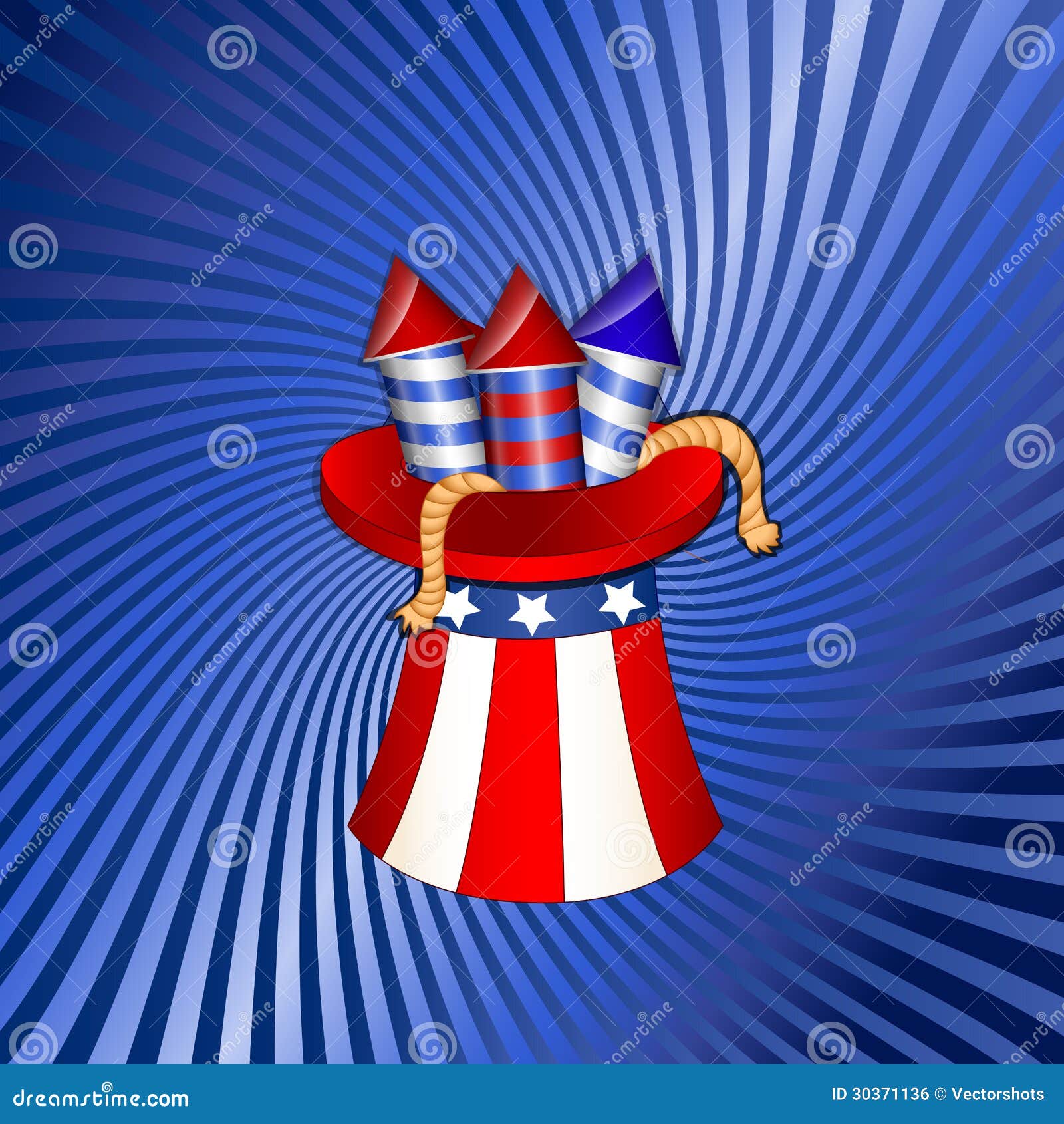 4th July Independence Day Fireworks Stock Illustration - Illustration