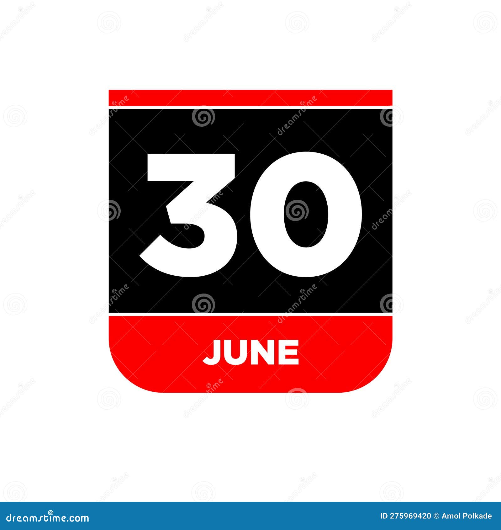 30th June Calendar Date Vector Icon. 30 June Lettering Stock Vector ...