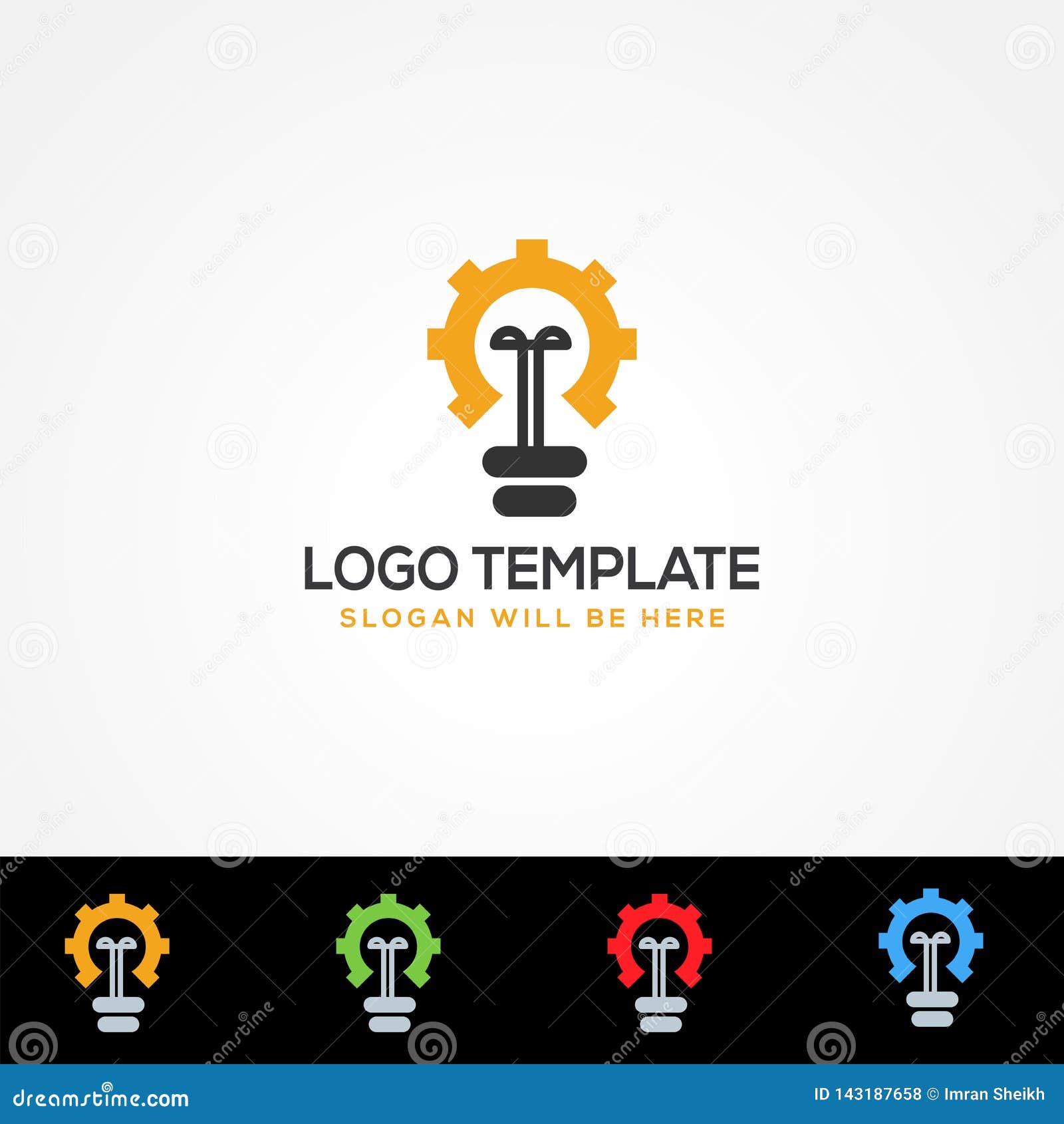 Bulb and Gear Logo Design for Electric Company Stock Vector Illustration of electric, company