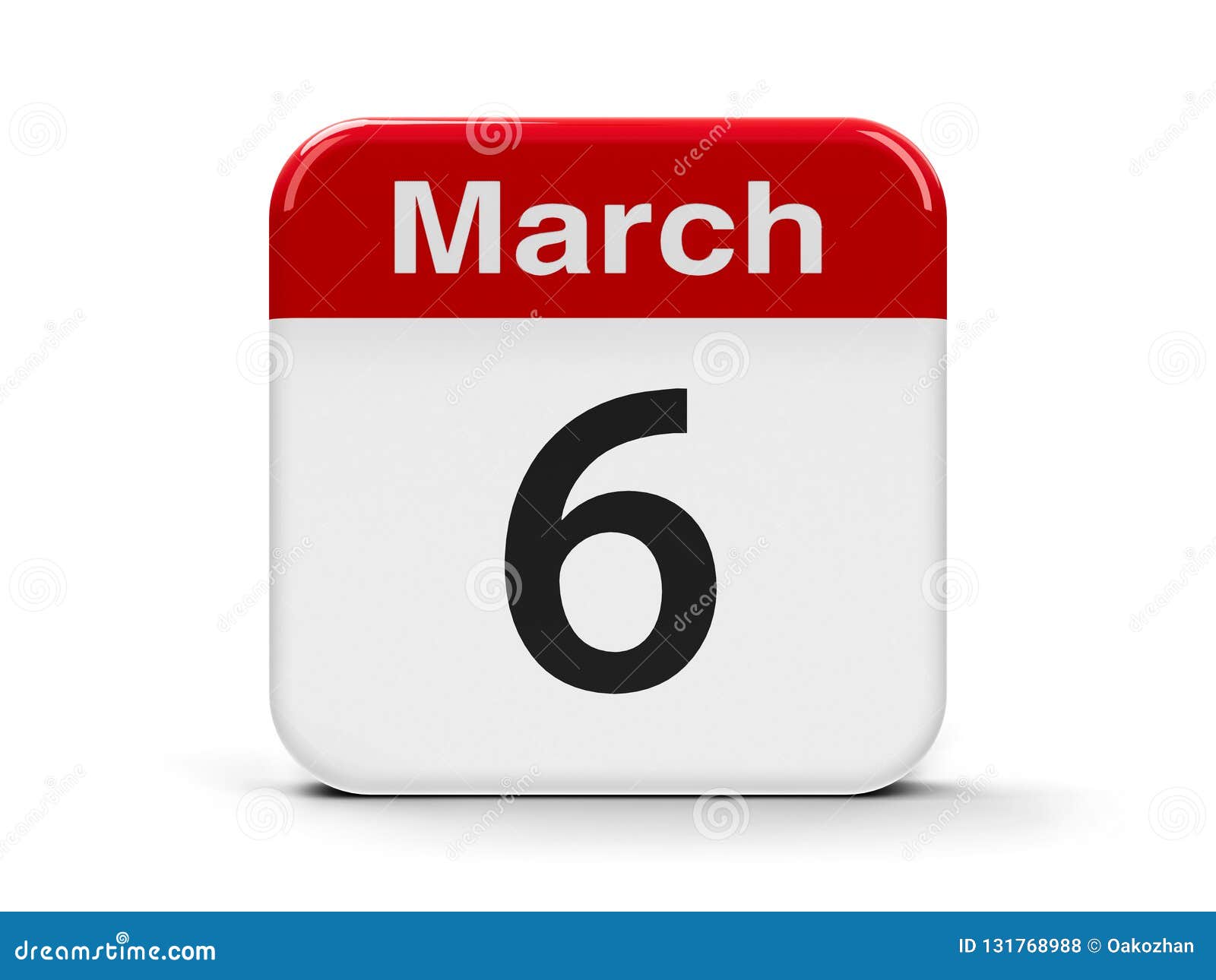 6th March calendar stock illustration. Illustration of holiday 131768988