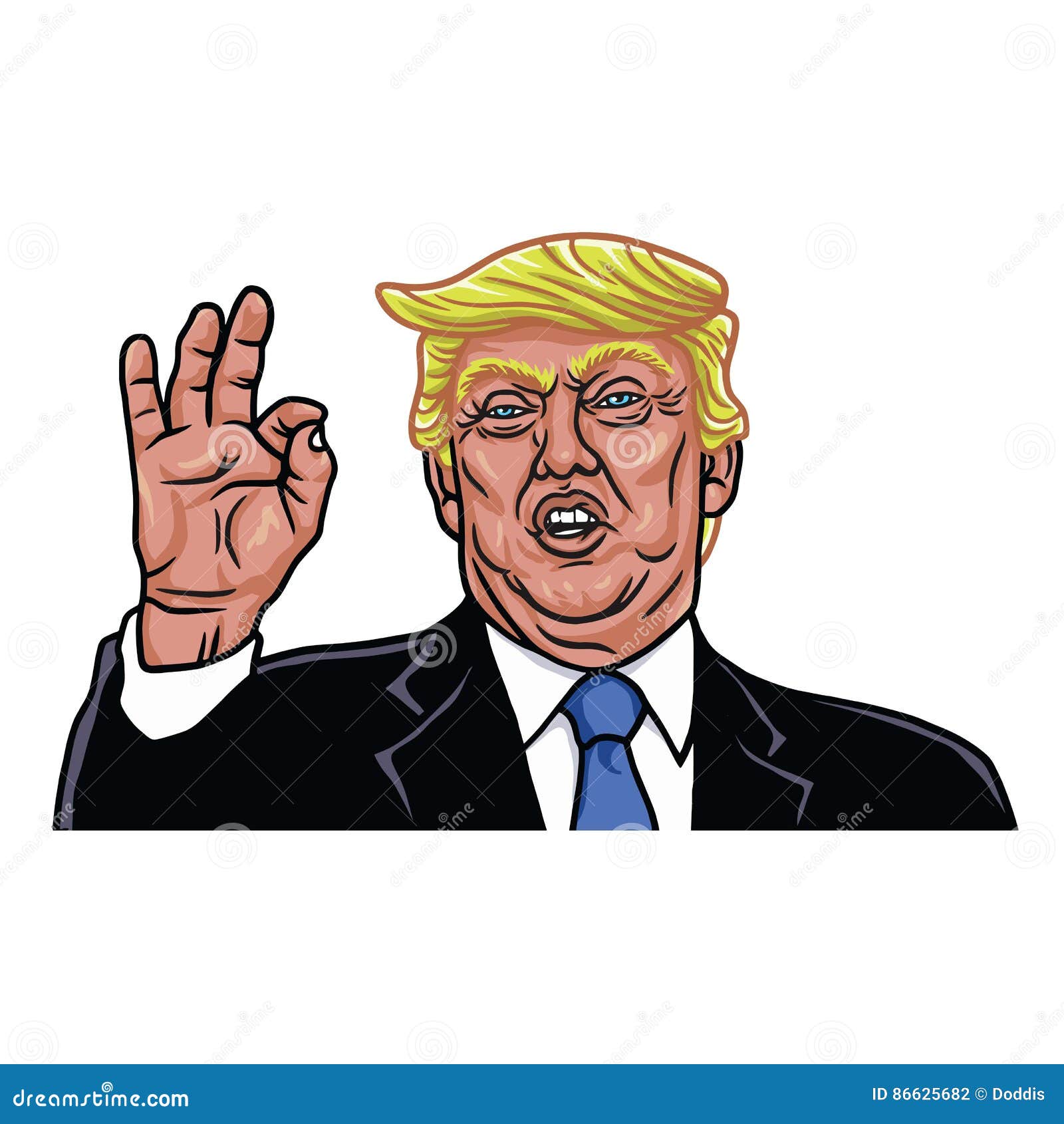 The 45th President of the United States. Caricature Cartoon Portrait of  Donald Trump Editorial Photography - Illustration of drawing, caricature:  86625682