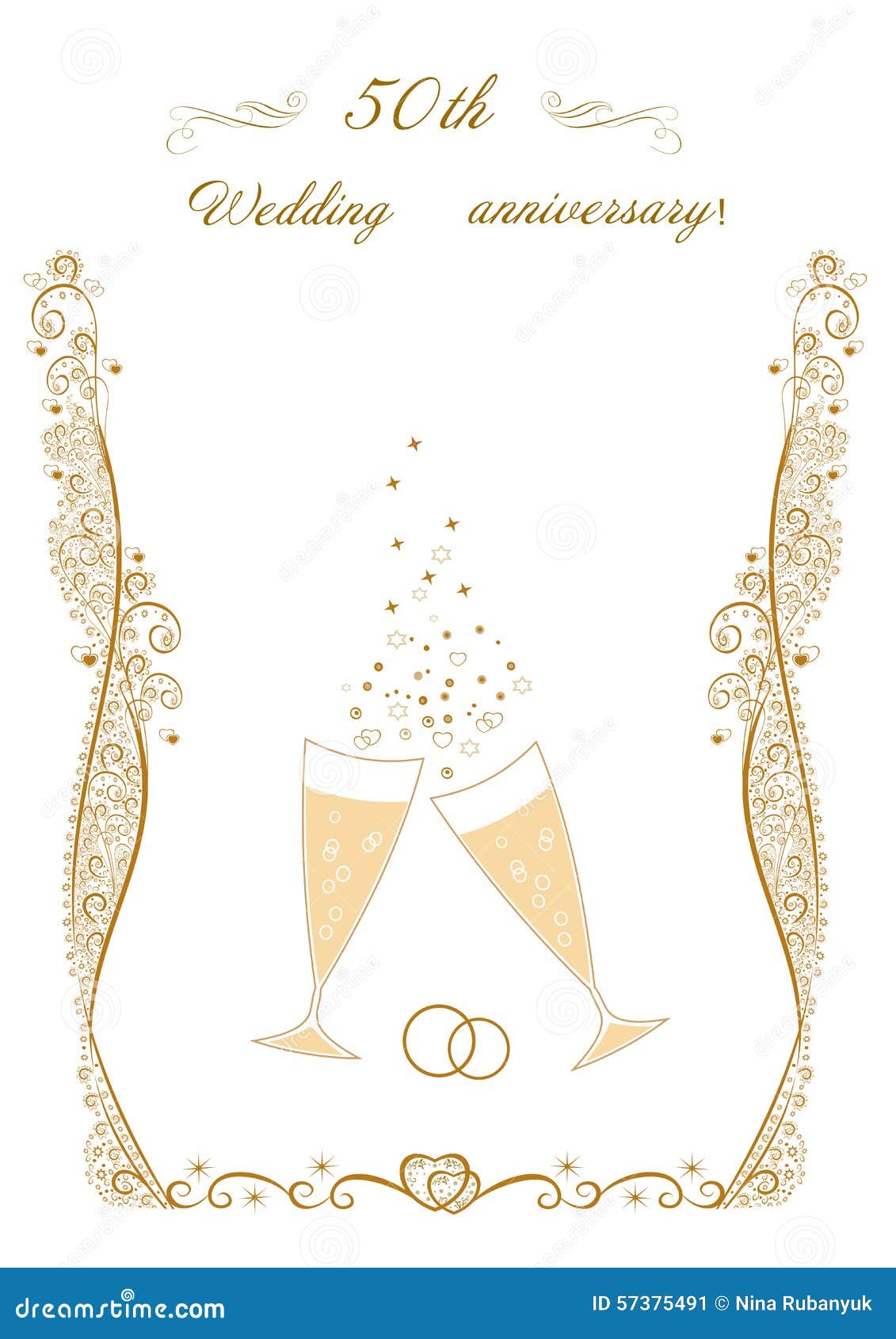  50th  Wedding  Anniversary  Invitation  Stock Vector 