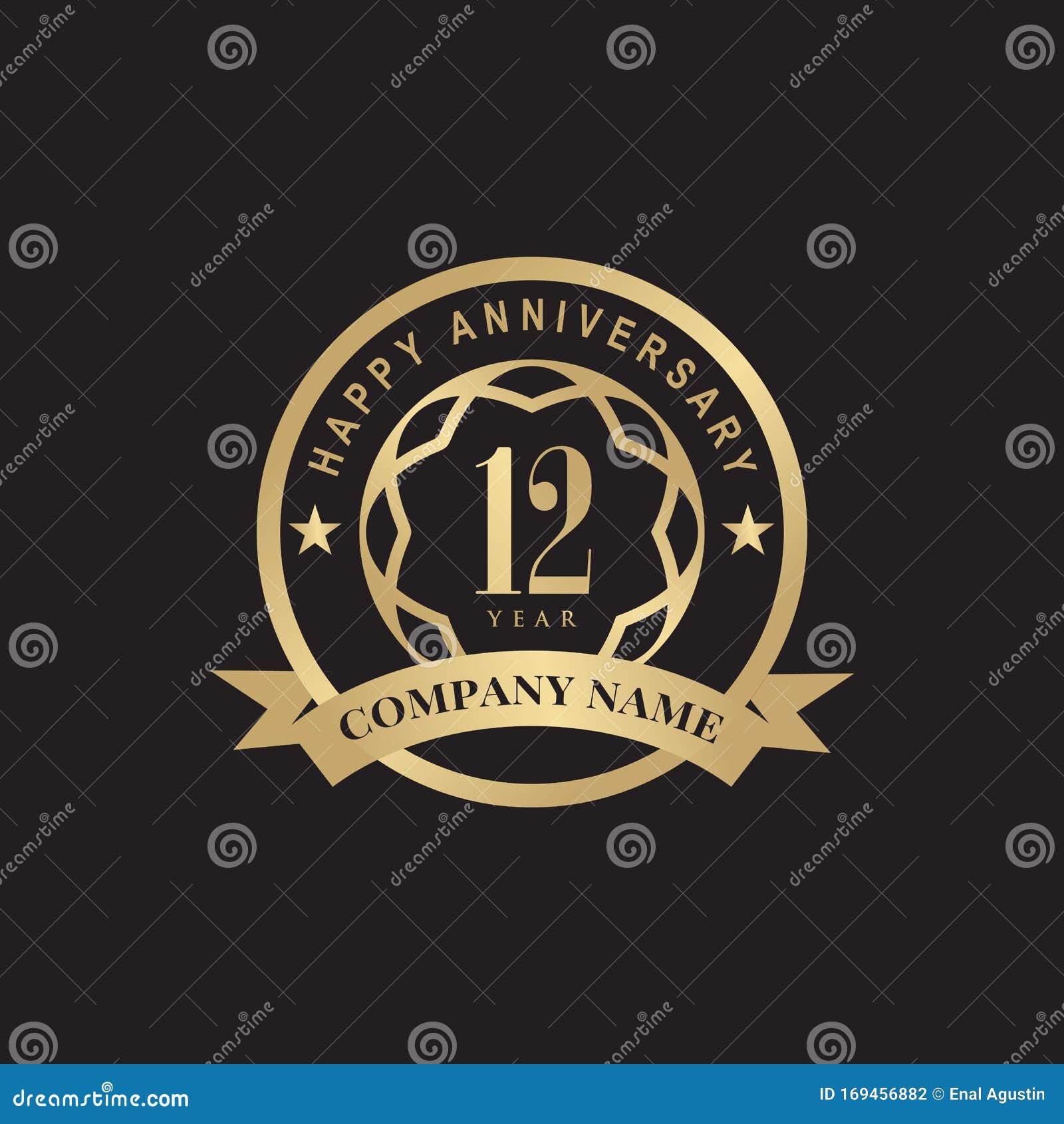 12th year anniversary emblem logo design template Vector Image