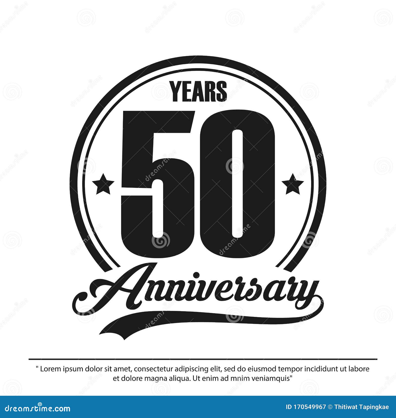 50th Years Anniversary Celebration Emblem Logo Label, Black and White ...