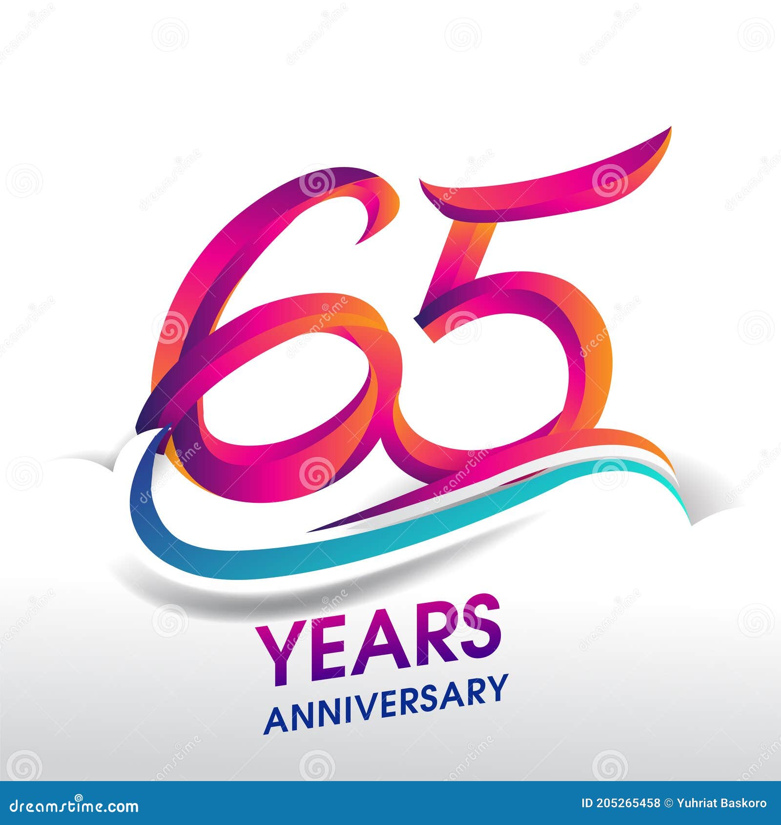 65th Years Anniversary Celebration Logo, Birthday Vector Design Stock ...