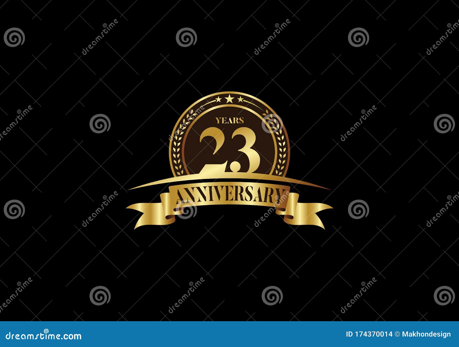 23 Th Years Anniversary Logo Template Vector Design Birthday Celebration Golden Anniversary Emblem With Ribbon Stock Vector Illustration Of Advertisement Invitation