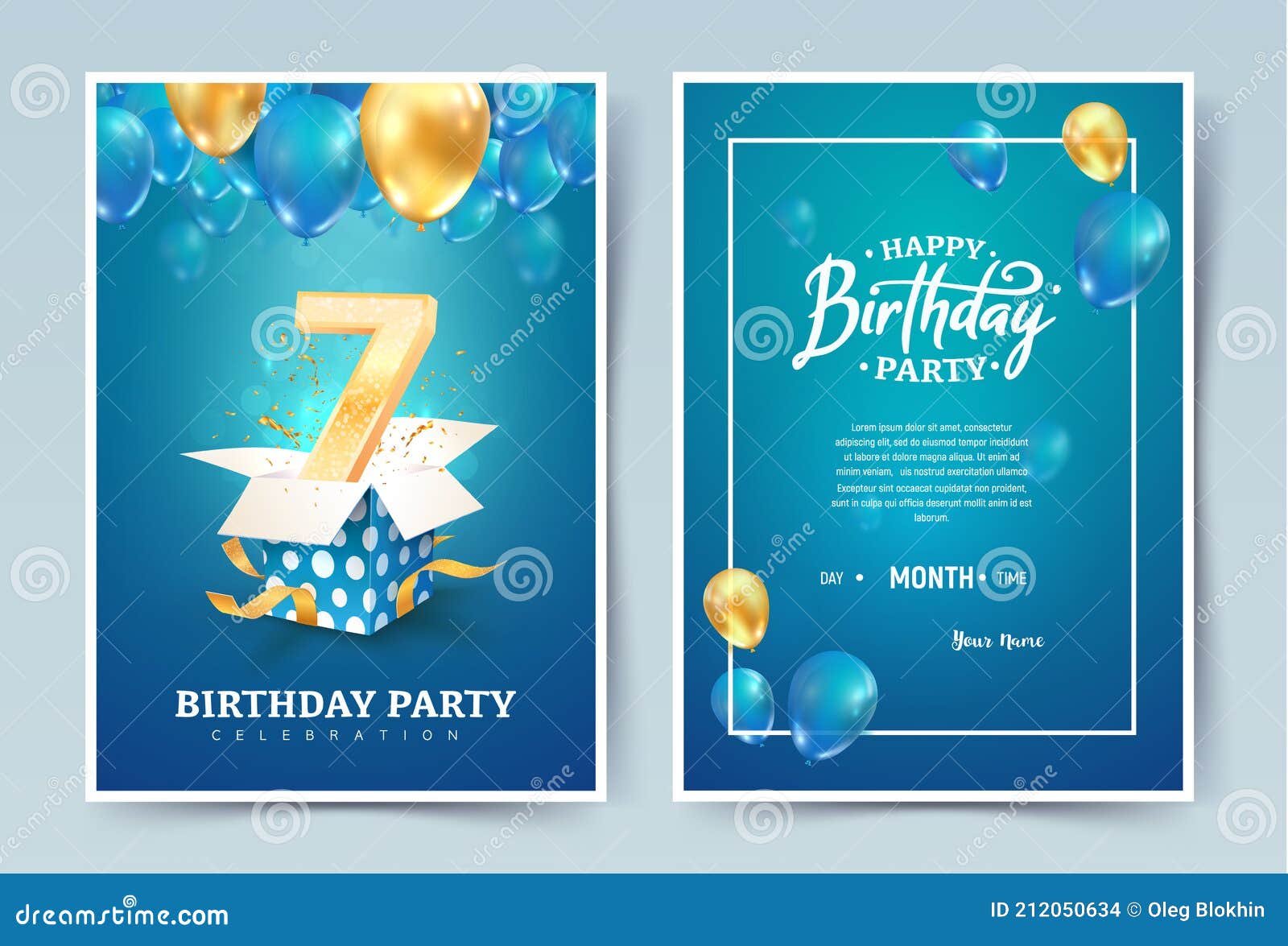 23th Years Birthday Vector Invitation Double Card. Seven Years For 50Th Birthday Flyer Template Free