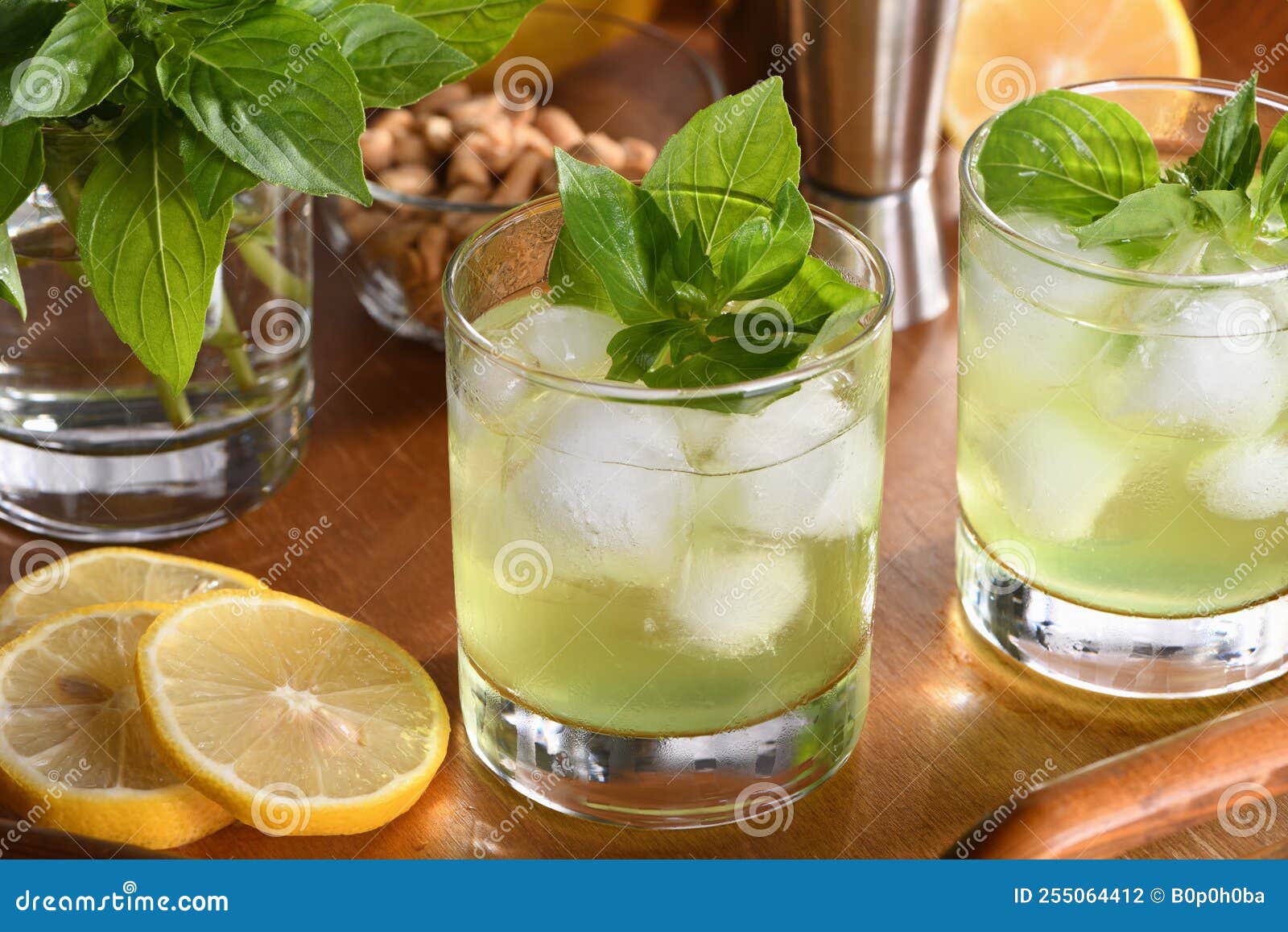 Thai Basil Gimlet Cocktail stock photo. Image of fresh 255064412