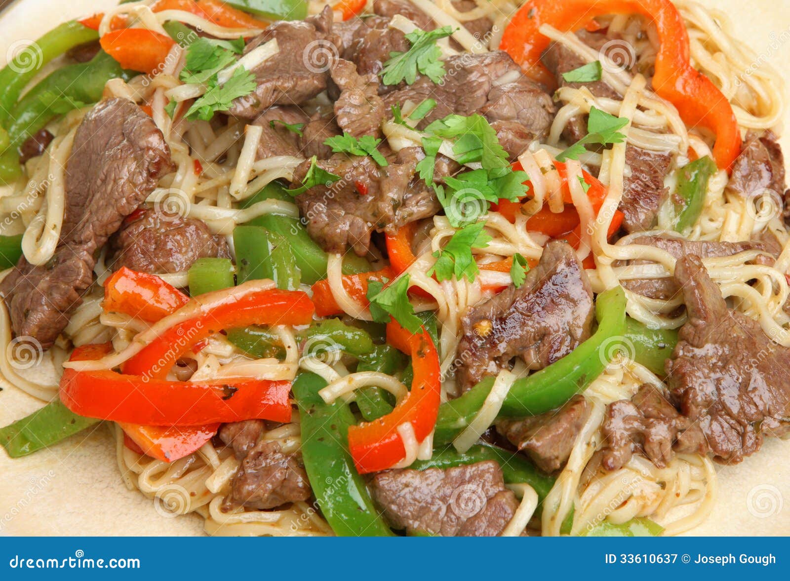 Thai Beef with Noodles Stir-Fry Stock Image - Image of meat, plate