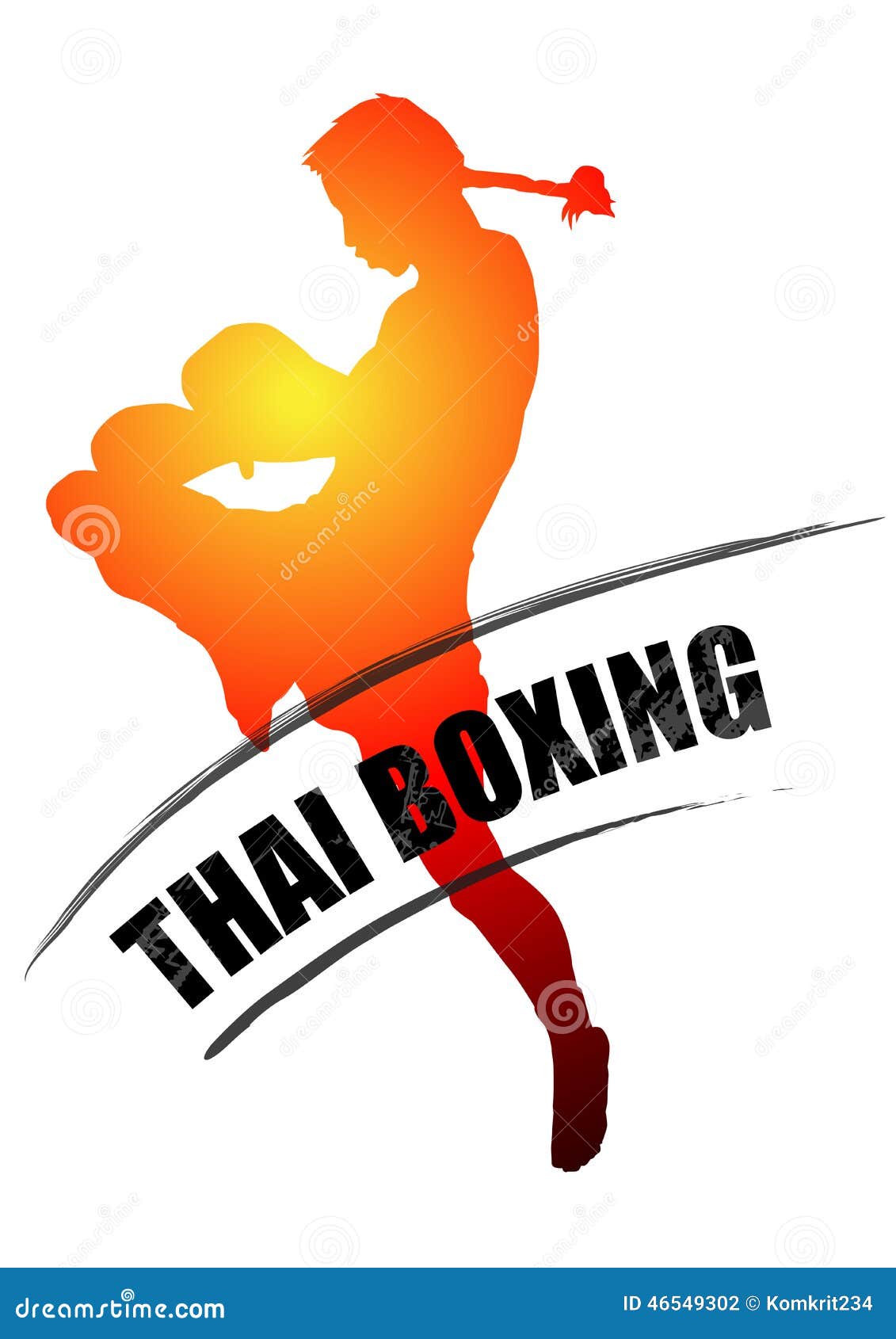 thai boxing is kicking with grunge muay thai typo