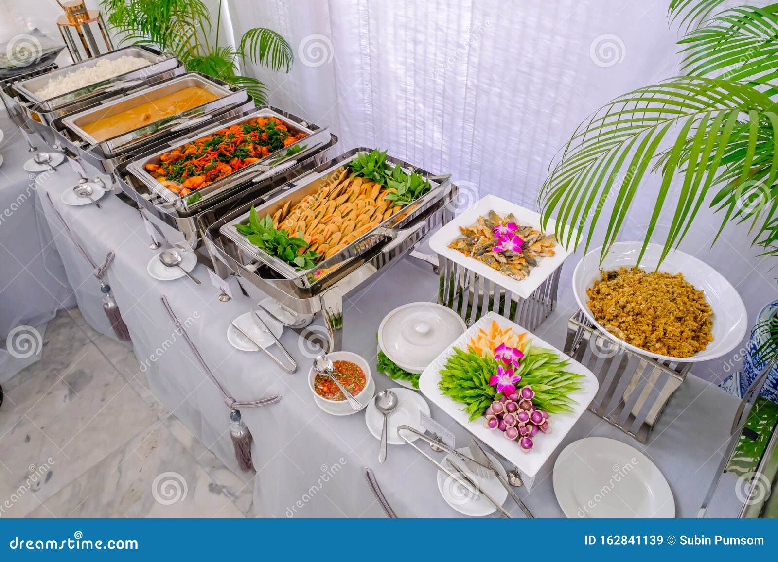 Thai Buffet Breakfast at Beautifully Organized Wedding Stock Image