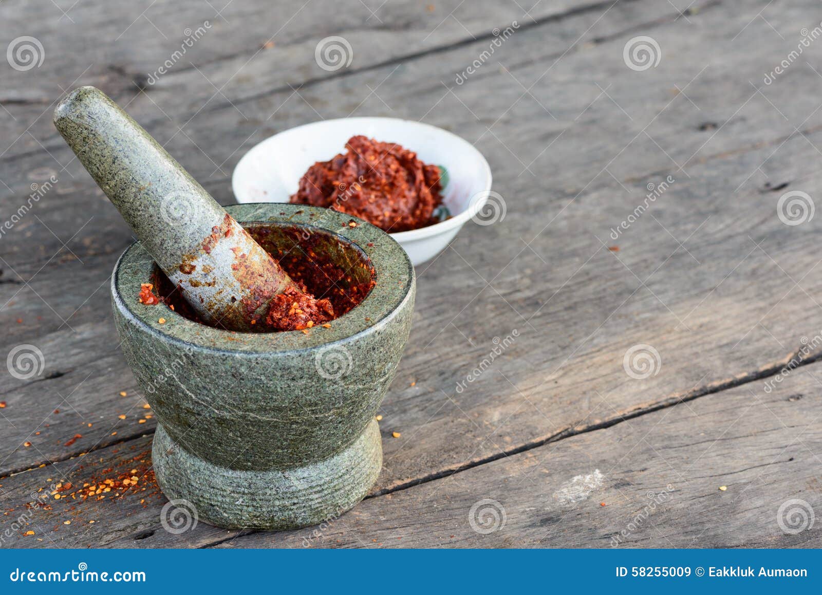 Thai Chili Taste in Stone Mortar Stock Image Image of pestle, taste