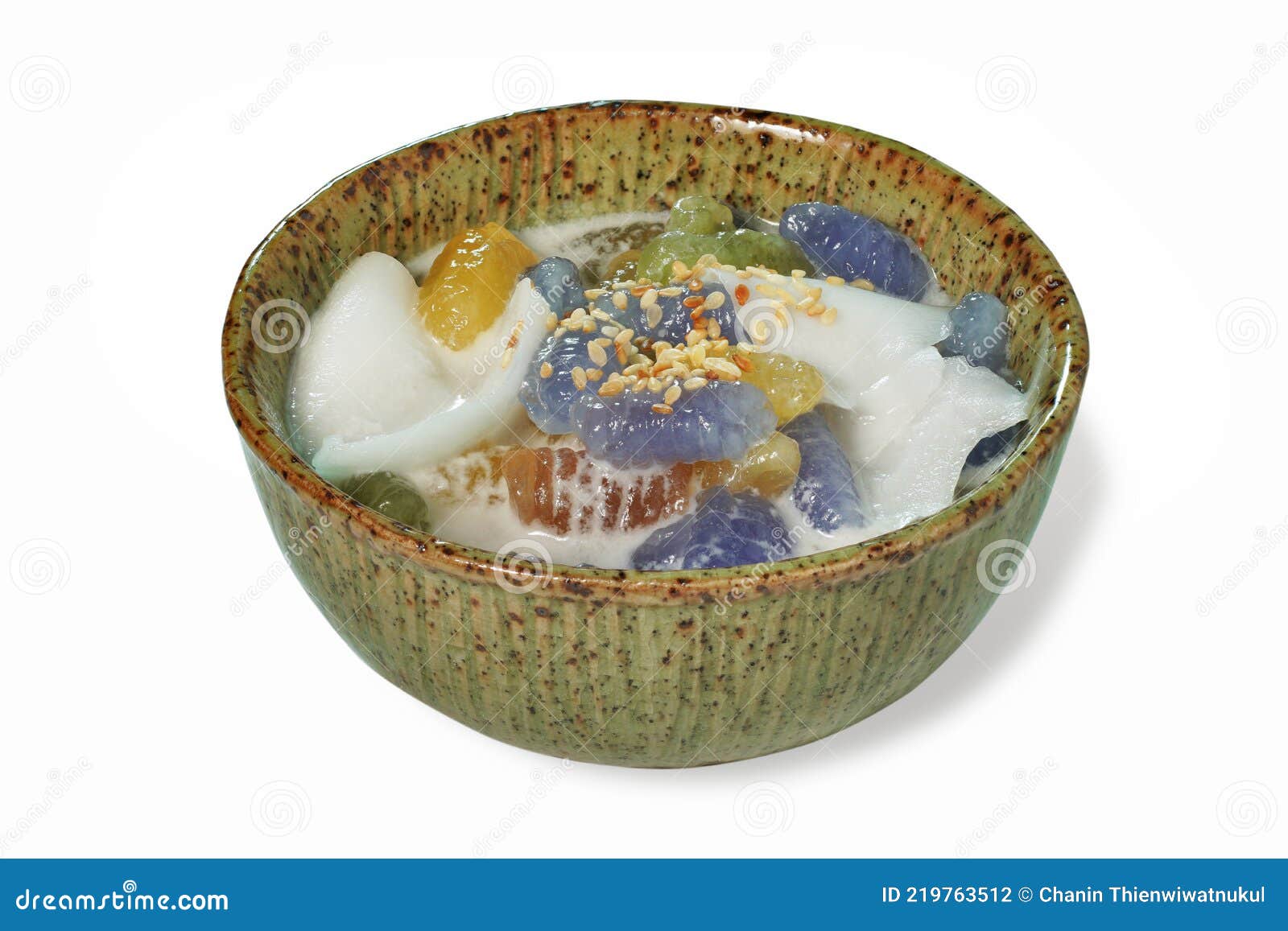 thai dessert also called krong-kraeng. stacked with clipping path on white background