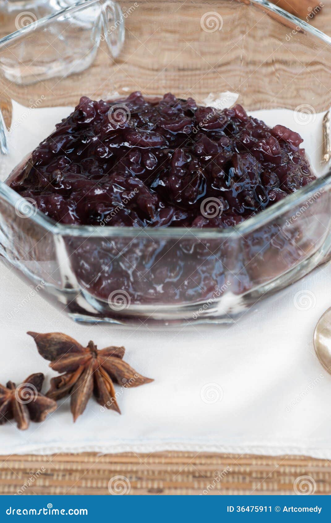 Thai Dessert Black Sticky Rice With Coconut Milk Stock Image - Image of