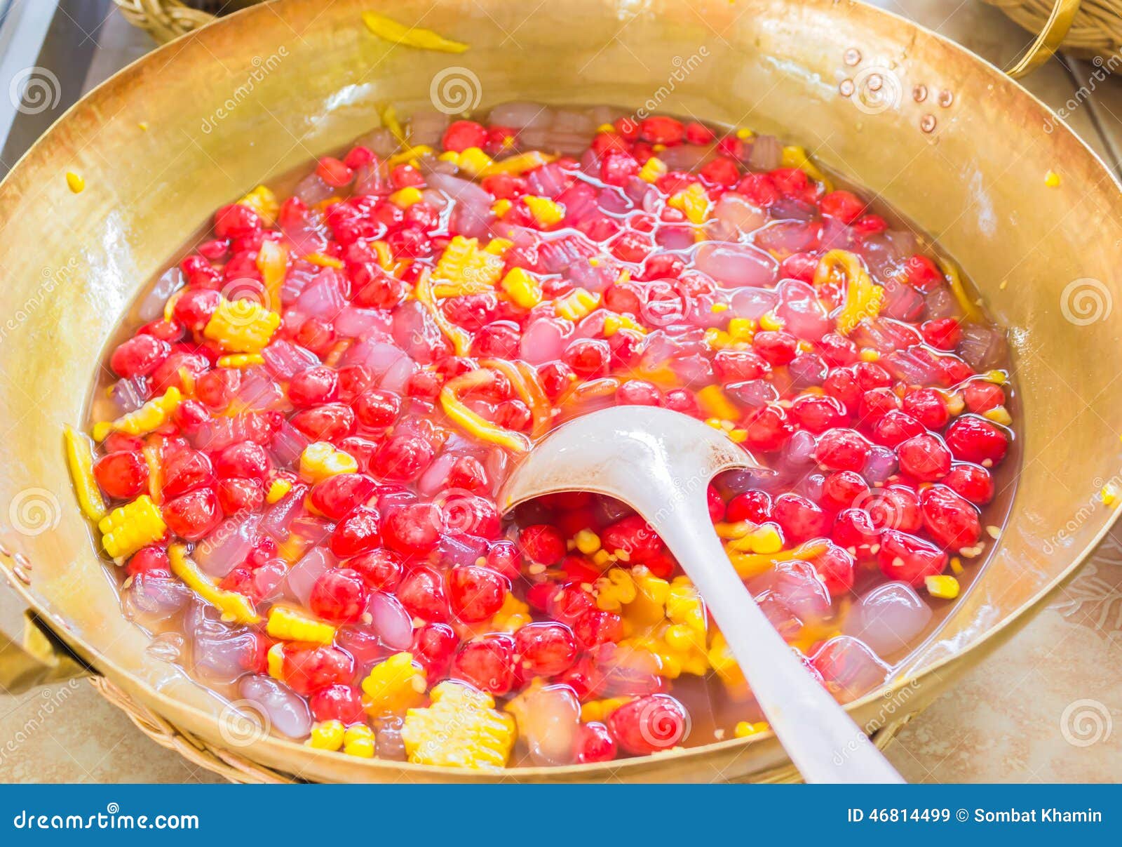 Thai Dessert Called Tub Tim Grob Or Water Chestnuts In