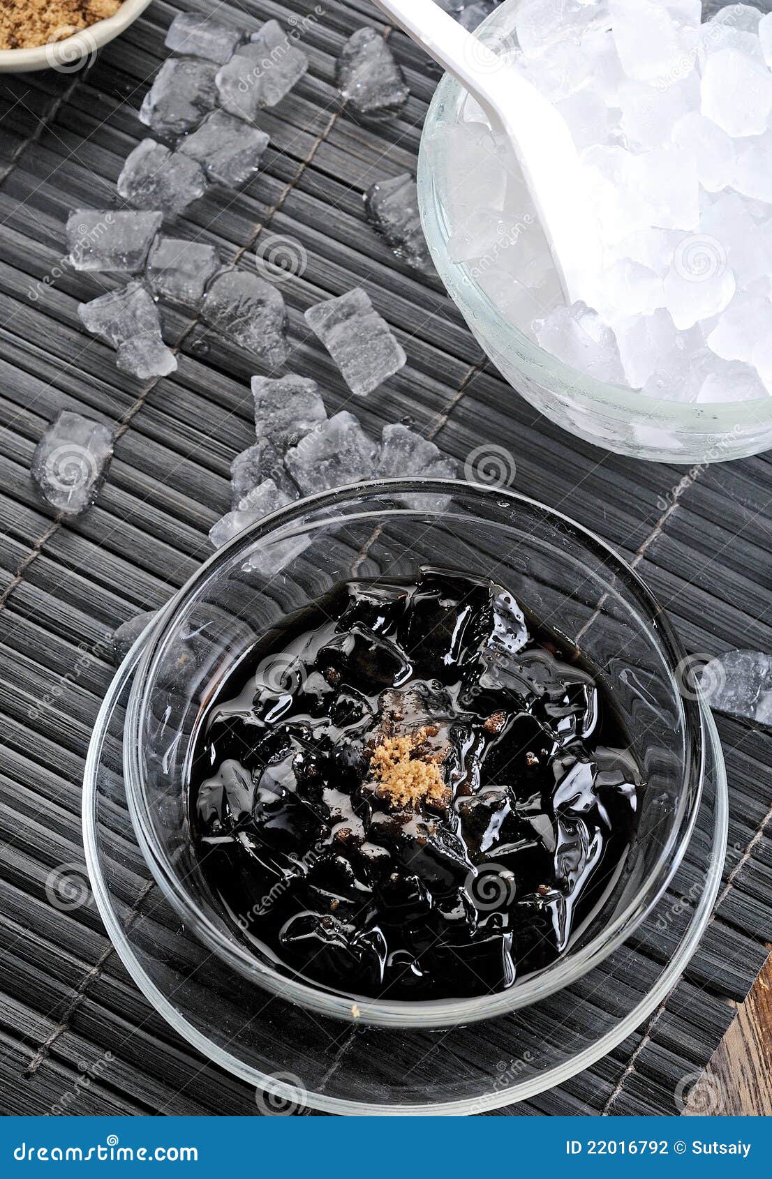 Grass Jelly Dessert, Herbal Gelatin, Chinese Style. Stock Image