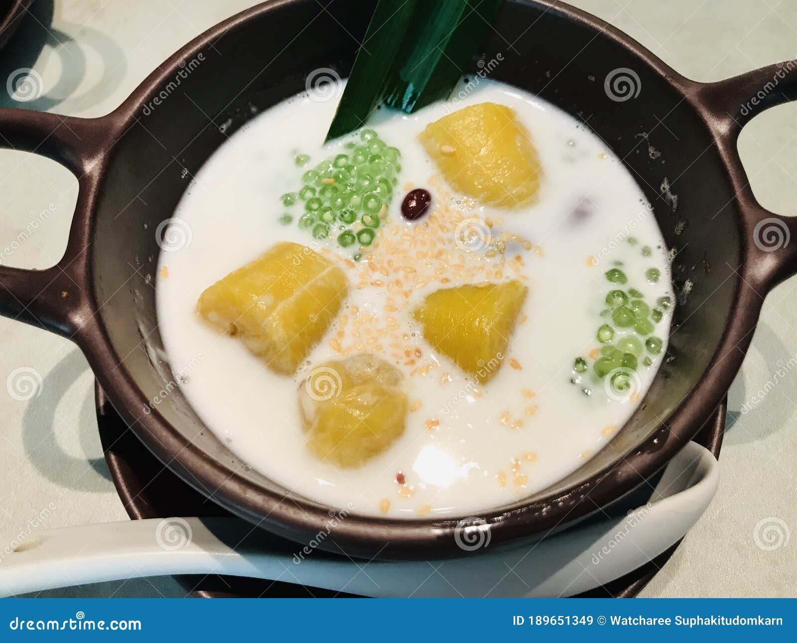 Tapioca Pearl Pudding Served With Sweetened Lady Finger Banana In Coconut Milk Stock Image Image Of Coconut Culture 189651349