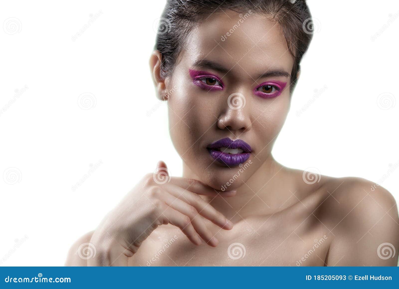 Asian girl purple lipstick