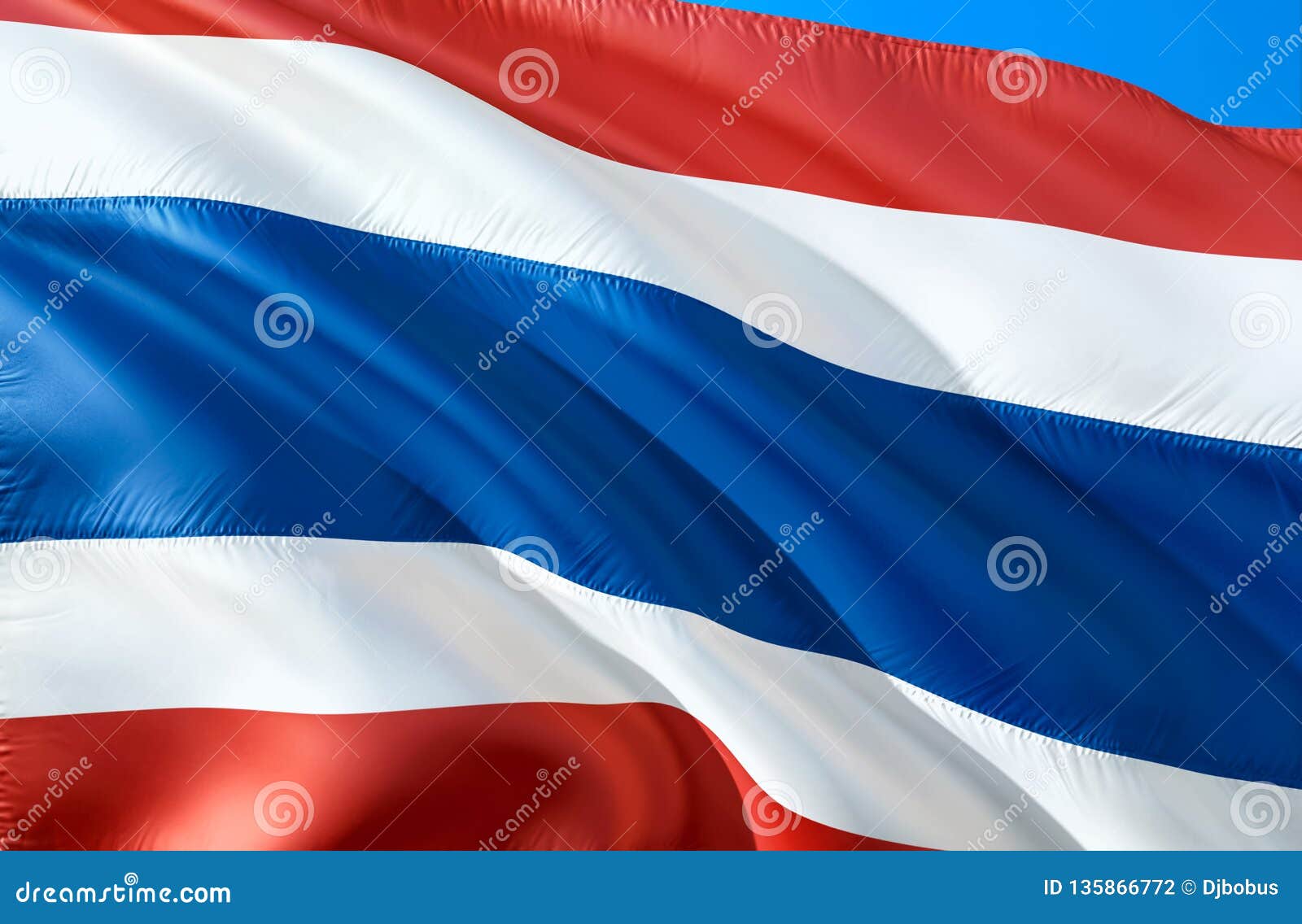 Thai Flag. 3D Waving Flag Design. the National Symbol of Thailand, 3D  Rendering. Thai National Colors Stock Illustration - Illustration of  closeup, patriotism: 135866772