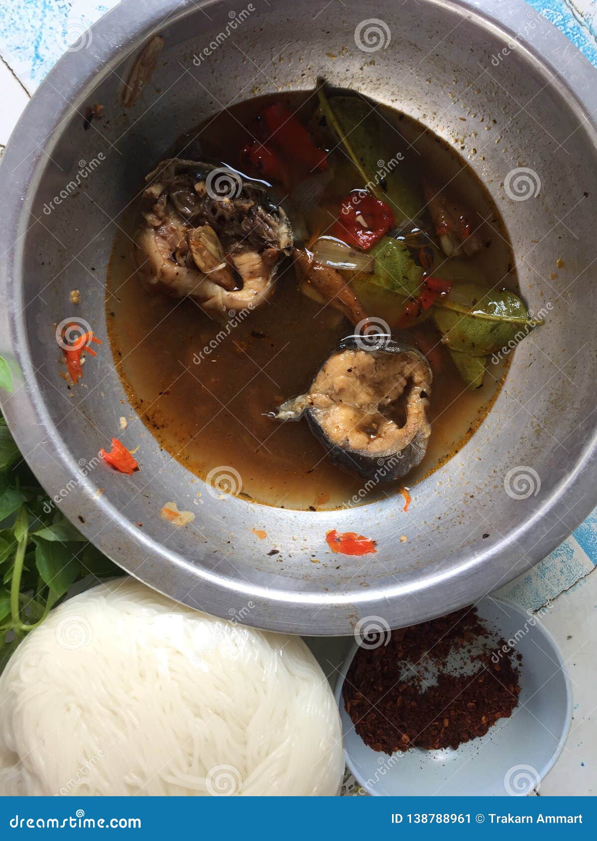 Thai Food Catfish &thai Noodle Spicy Stock Image Image of noodle