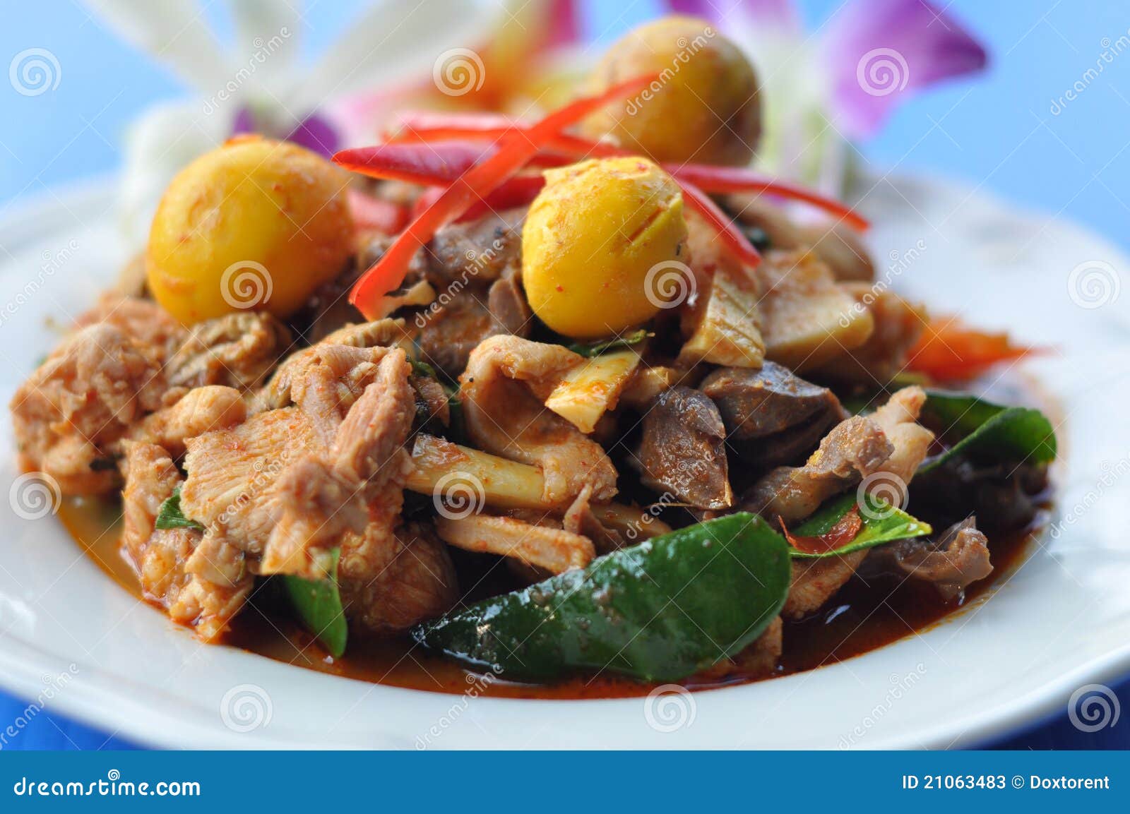 Thai Food Chicken with Red Chili Stock Image Image of pepper