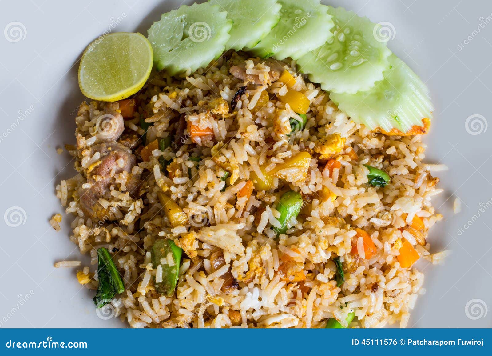 Thai Food Fried Rice with Pork Stock Photo - Image of green, diet: 45111576