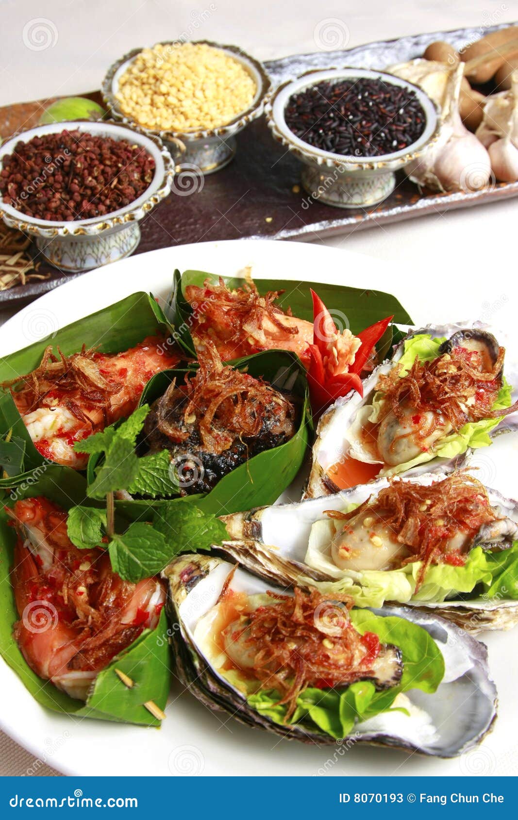 Thai Food, Oyster and Shrimp Stock Image Image of pepper, oyster 8070193