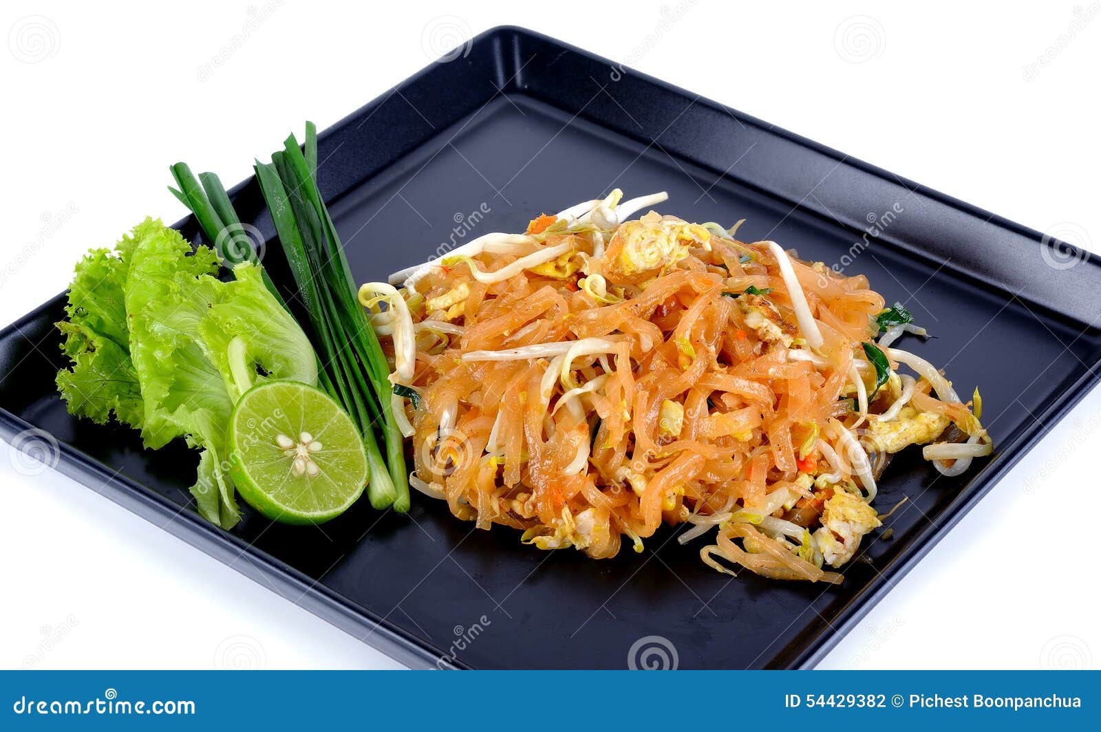 Thai Food Pad Thai , Stir Fry Noodles Isolated Stock Photo - Image of