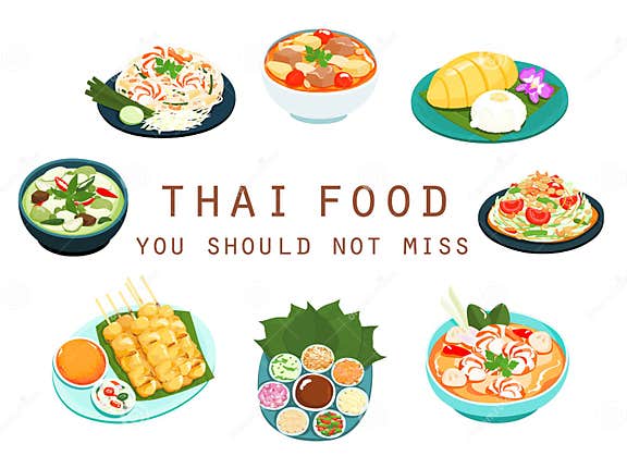 Thai Food Should Not Miss Illustration Stock Vector - Illustration of ...