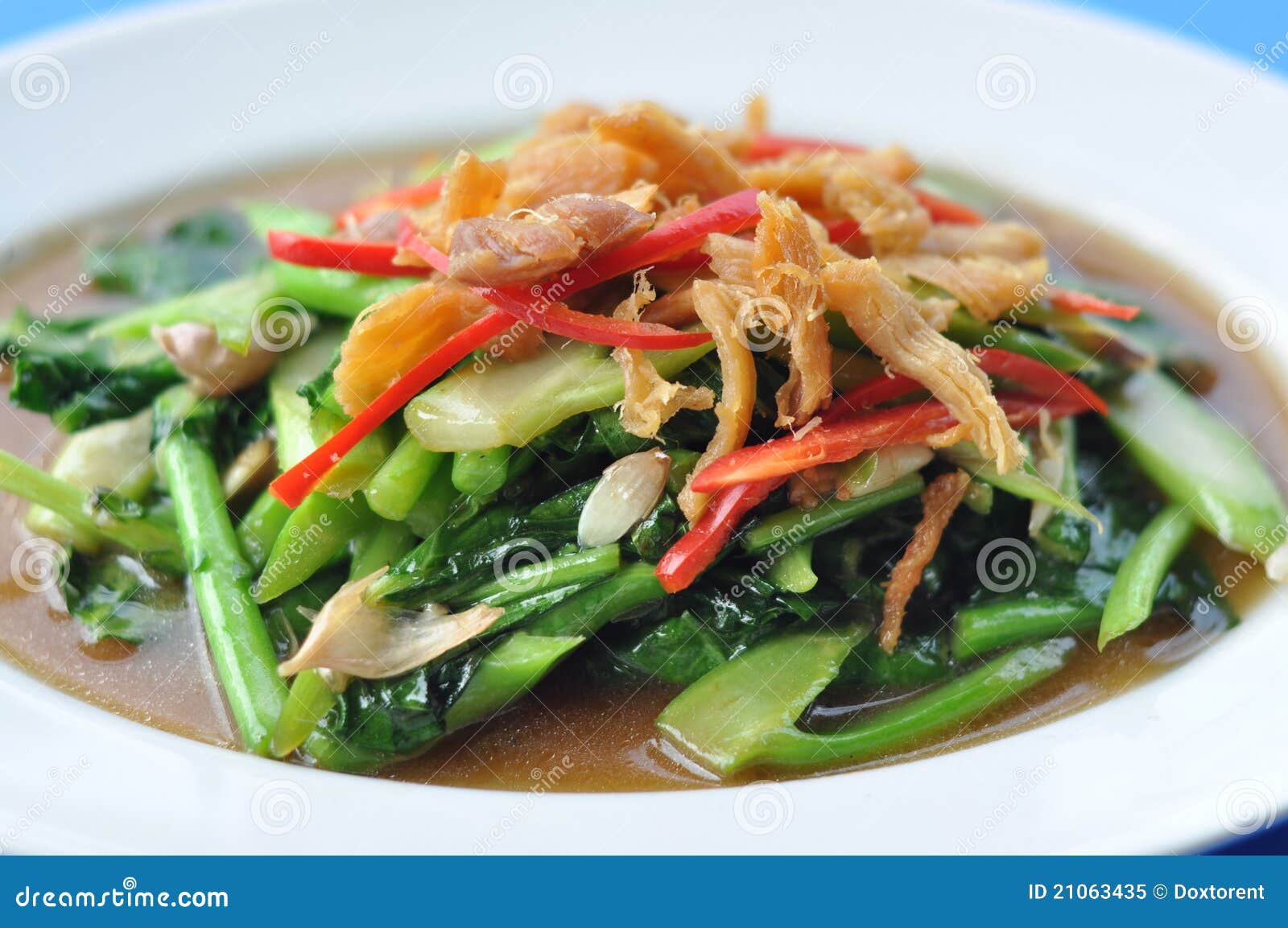 Thai Food : Stir-fried Vegetables with Chicken Stock Image - Image of