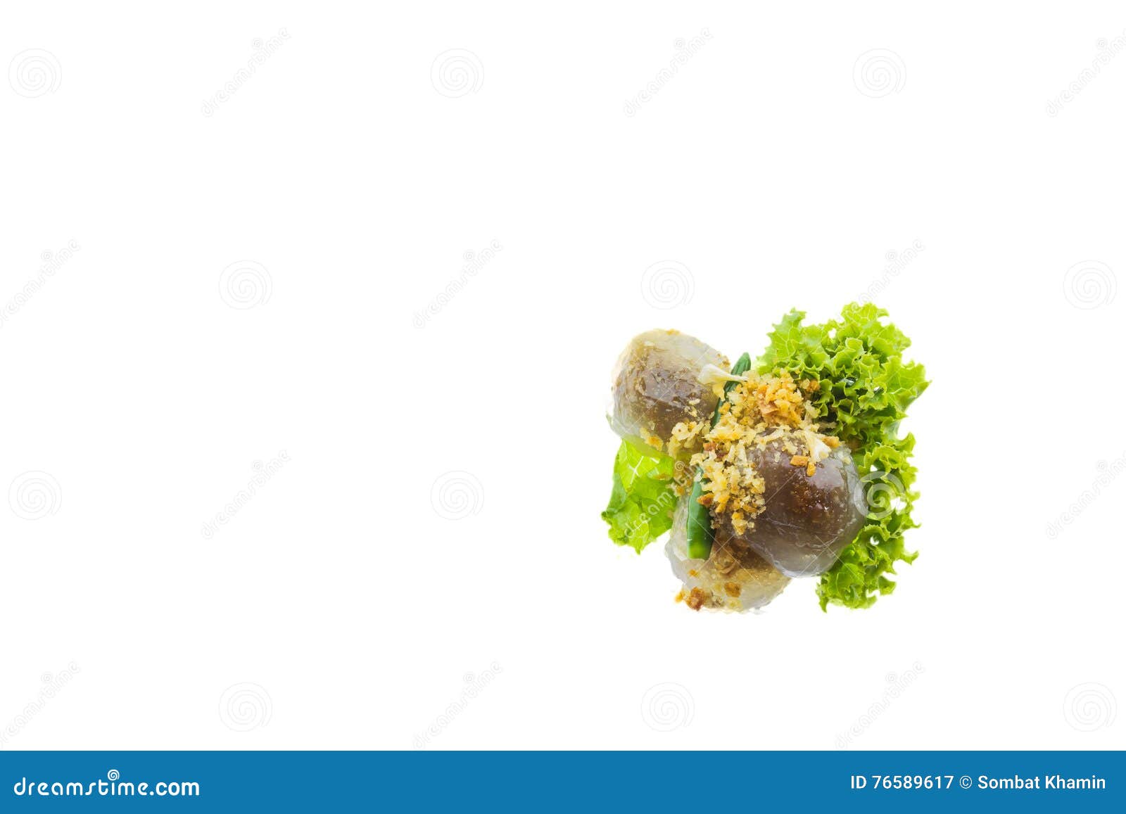 thai food , tapioca pork (saku sai moo)  on white backgr
