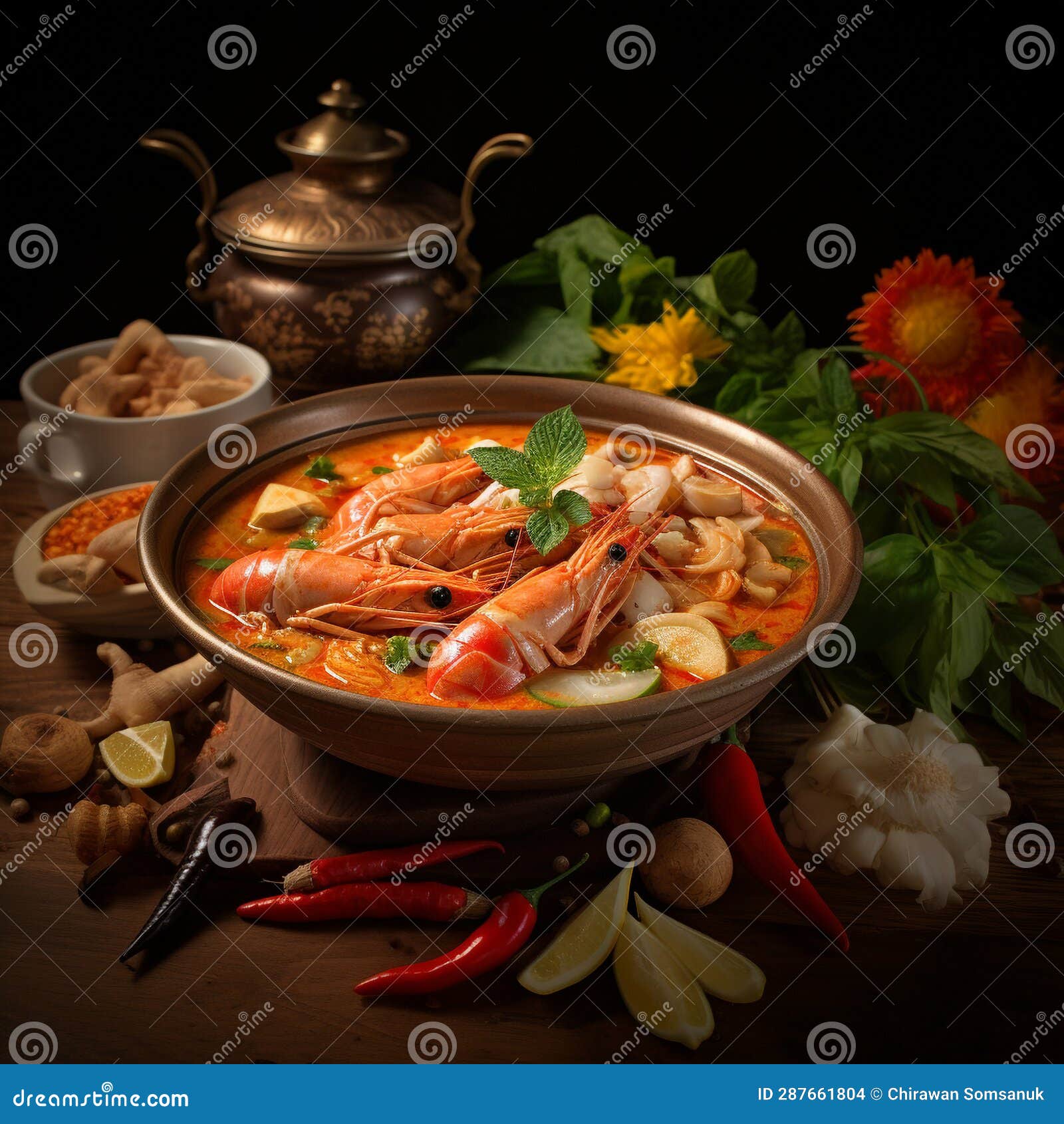 Thai food in warm tone stock illustration. Illustration of cook 287661804