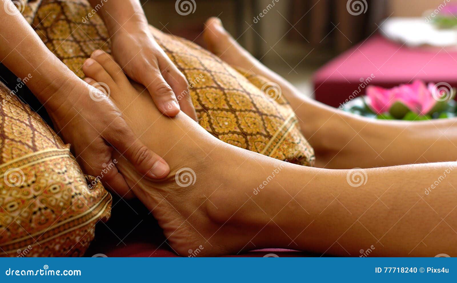 Thai Foot Massage Alternative Medicine Therapy With Thai Herb Aroma Oil