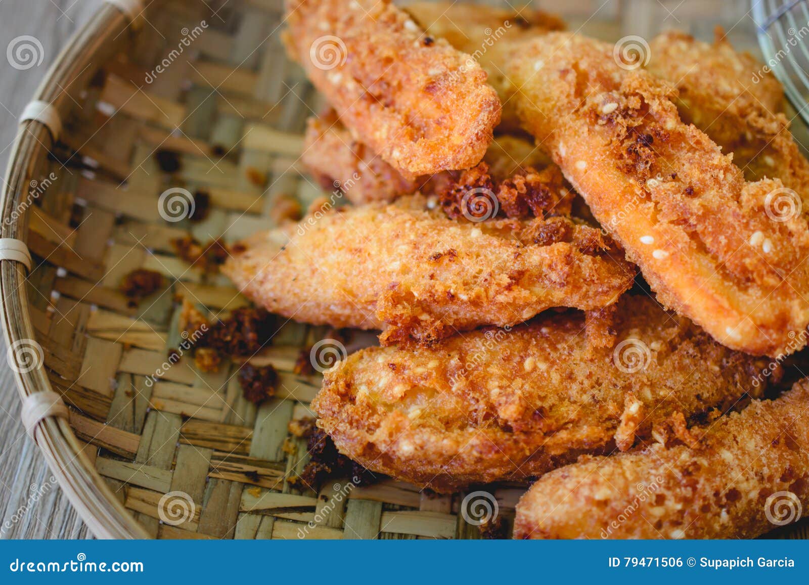 Thai Fried Deep Bananas, Thai Tradition Cristpy Snack Stock Photo