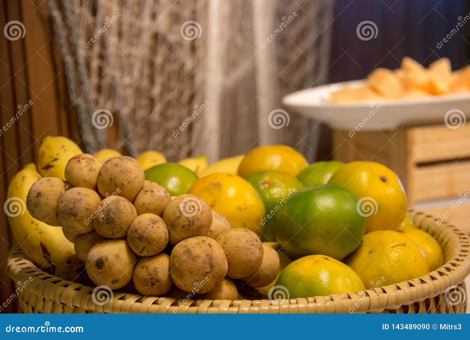 Thai Fruit on Basket in Restaurant Stock Photo Image of sweet, nature