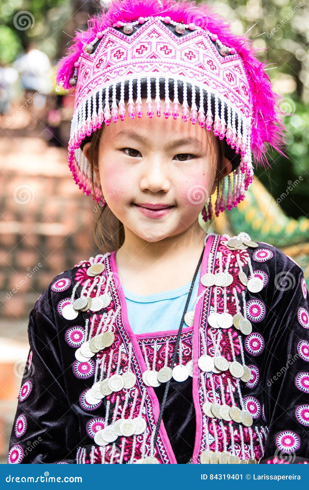 Thai Girl Posing Wearing Traditional Clothes From Indigenous People Of ...