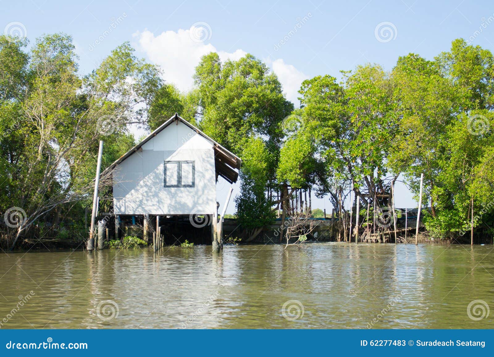 Thai home near the river stock image. Image of antique 62277483
