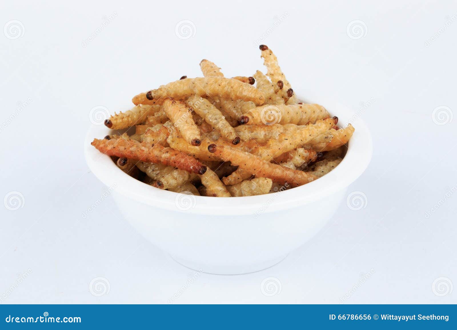 Thai Insects, Fried Insects Mealworms for Snack. Stock Photo Image of