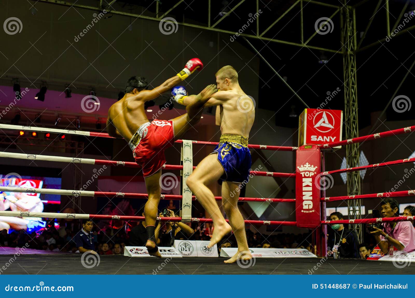 Thai Kick Boxing Fight on the Stage Editorial Photography