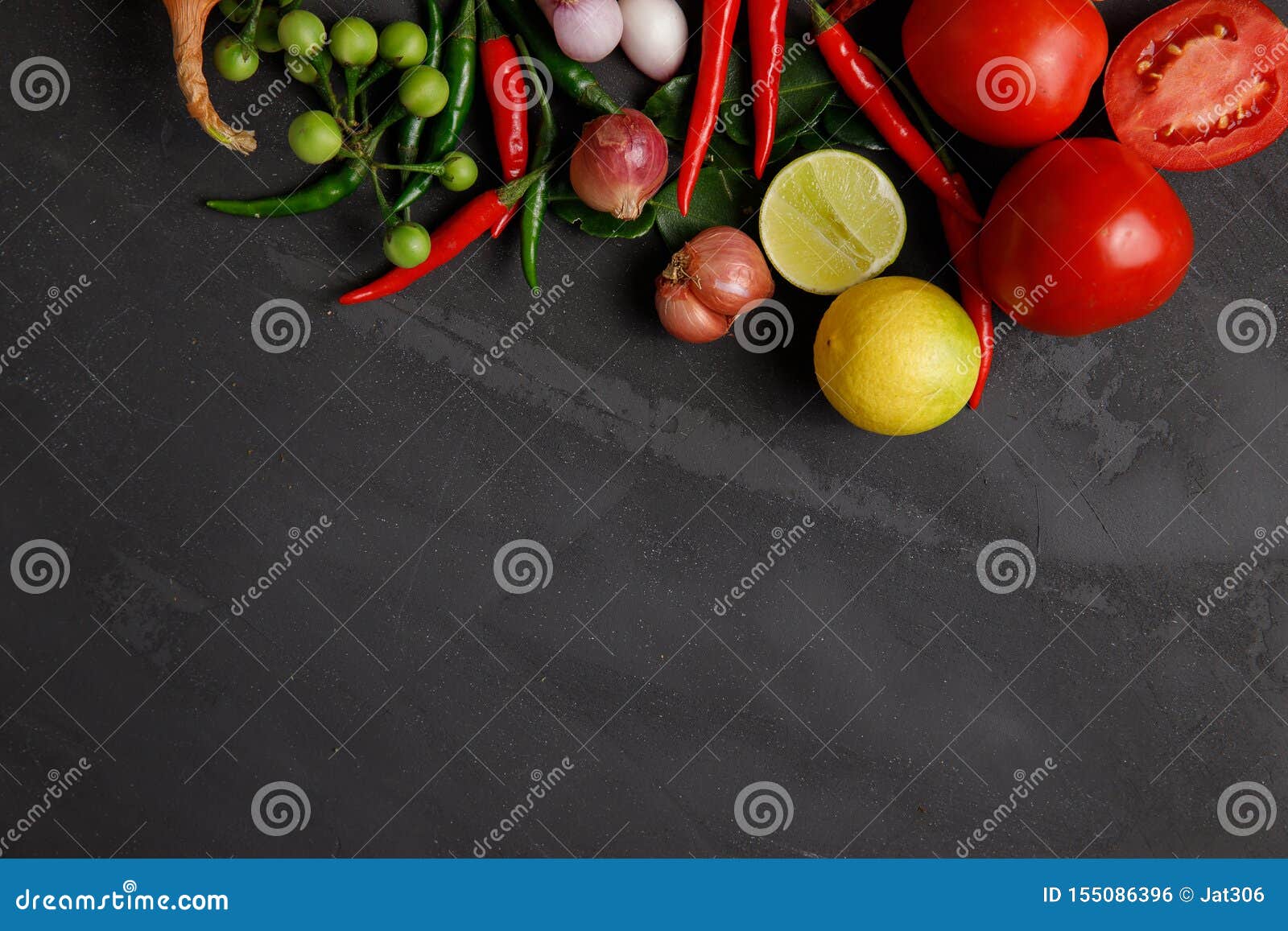 Thai Kitchen Various Herbs Spices And Ingredients On Dark